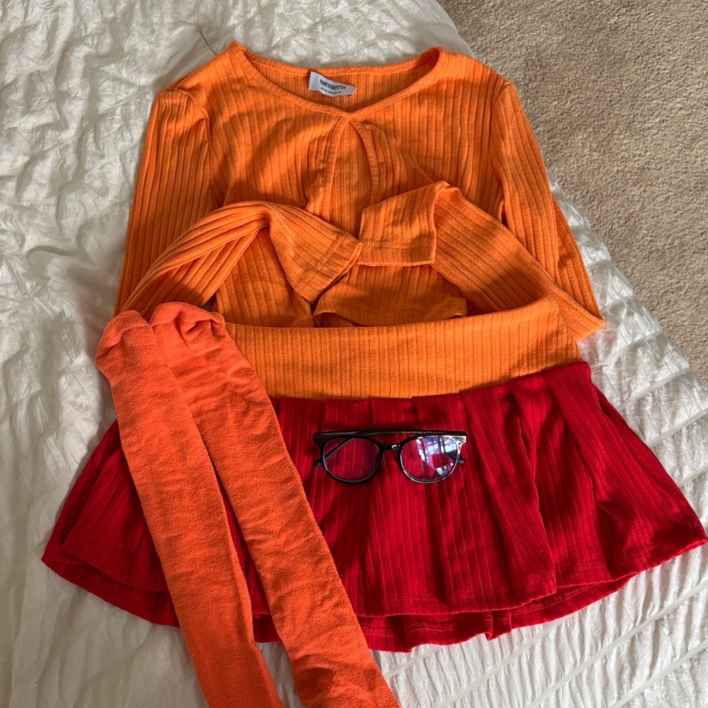 Bright Orange Ribbed Women's Top by Unknown Brand